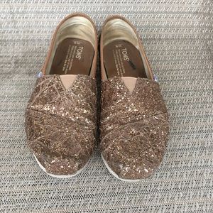 Toms Rose Gold Glitter Shoes 6W